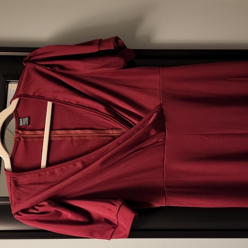 Shein red jumpsuit with short sleeves and wide leg bottom size large